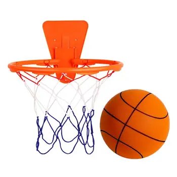 Баскетбольное кольцо для помещений с баскетбольной сеткой, устанавливаемое на стене у двери, сетка для баскетбольных ворот, бесшумные баскетбольные мячи для детей и мальчиков  10