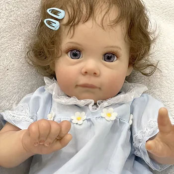 Возрожденная Малышка 22 Дюйма Мэгги Мягкая Виниловая Кукла Ручной Работы Для Новорожденных, Расписанная Художниками 3D Newborn Baby Doll  5