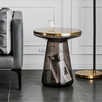 Скандинавские прозрачные стеклянные колокольчики журнальный столик для гостиной, Мебель для дома дизайнер творческой небольшой квартиры модулей диван приставной столик  5