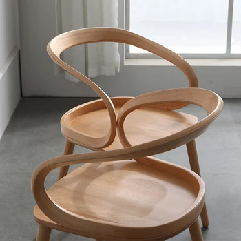 Обеденный стул из массива скандинавского дерева, рабочий стул, домашняя спинка, простой современный деревянный стул, легкое роскошное кресло  4