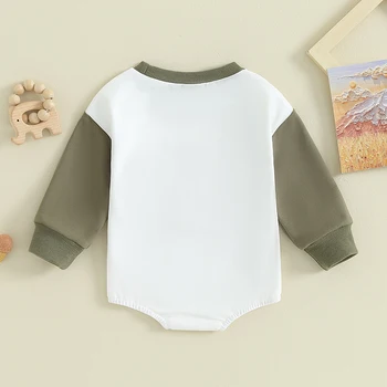 Carolilly Комбинезон для мальчиков с длинным рукавом, толстовка для новорожденных, комбинезон с вышивкой букв, боди для мамы и мальчика, одежда для новорожденных  4