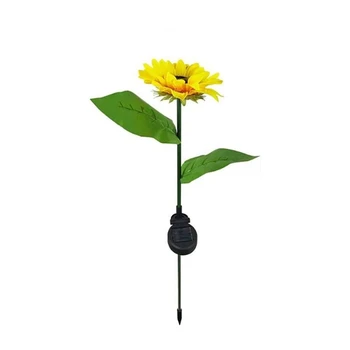 Светодиодный солнечный светильник в виде цветка подсолнуха, наружный водонепроницаемый садовый светильник для украшения газона в саду  5