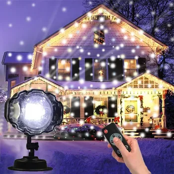 Проектор рождественского снегопада Светодиодные снежные фонари с дистанционным управлением Проектор праздничных снежинок для декора ландшафта дома  5