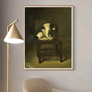 Гийом Энн Ван Дер Брюгген Художественный Принт Плакат Собака На Стуле Холст Картина Животные Наклейки На Стену Декор  5