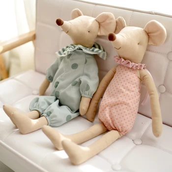 Детская игрушка, маленькая и милая кукла-мышь из розового хлопка с бантом и зеленым бантом, мягкая игрушка  2