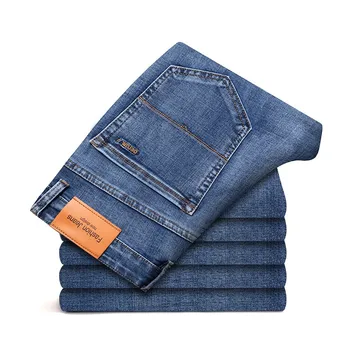 2022 Мужские тонкие классические джинсовые брюки стрейч в деловом стиле, мужские брендовые черные прямые джинсы, весна-лето  10