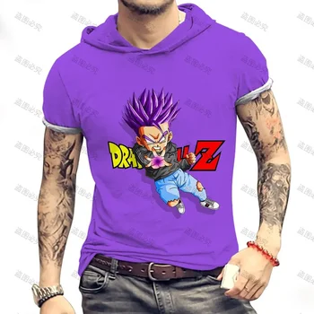 Мужская футболка Goku С капюшоном 2024 NEW Vegeta S-3XL Dragon Ball Z Крутые Уличные рубашки Summer Y2K Trend Saiyan Harajuku Anime  5