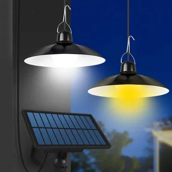 Солнечный подвесной светильник Светодиодный Без батареи Лампа на солнечной батарее Белый /Теплый свет Люстра с дистанционным управлением Открытый сад  5