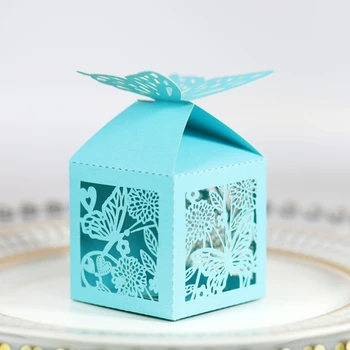 Коробки с сахаром и шоколадом для свадебных подарков Свадебное украшение для свадьбы Подарочная коробка на День рождения Коробки с сахаром в виде бабочек  10