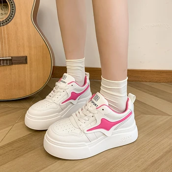 Весна 2023, Новая мода, маленькие белые туфли, повседневная обувь для студенток, Женская обувь на толстой подошве, Высокая женская обувь, спортивная повседневная обувь  10