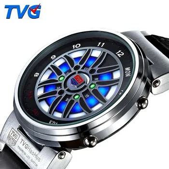 Мужские часы TVG Креативный Дизайн Колеса Автомобиля Led Disply Аналоговые Цифровые Часы Мужские Спортивные Часы 30 м Водонепроницаемый montre homme  5