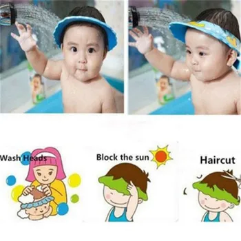 Регулируемая Детская шапочка для душа, шапочка для мытья волос Для детей, Защита ушей, Безопасный Детский шампунь для купания, защита головы от душа  5