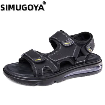 Бренд SIMUGOYA 2023 летние кожаные мужские сандалии для отдыха, уличная пляжная обувь, мужская обувь Sandalias para hombres, мужская обувь  5
