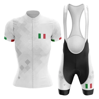 Классический итальянский белый женский комплект из джерси профессиональной команды по велоспорту, летняя экологичная одежда с коротким рукавом, велосипедный костюм  10