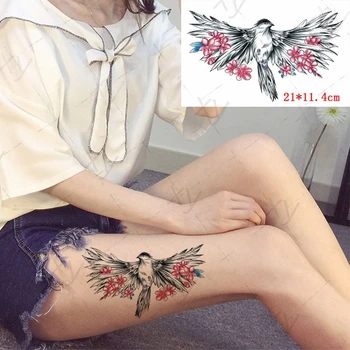 Водонепроницаемая временная татуировка Наклейка с изображением красных цветов, дизайн поддельных татуировок, флэш-тату, рука, живот, боди-арт для женщин и мужчин  10