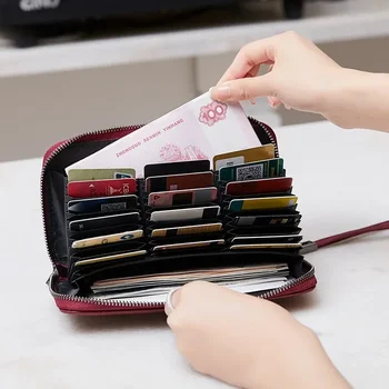 Новая модная универсальная однотонная противоугонная щетка, длинный кошелек с несколькими картами для мужчин и женщин, сумка для кредитных карт, визиток.  5