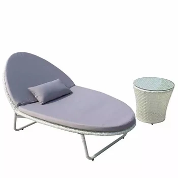 Кресло для отдыха на балконе, складной алюминиевый пляжный шезлонг из ротанга  4