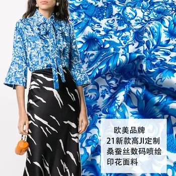 выставка бренда 2021 стрейч-атлас с принтом из полиэстера diy женская одежда рубашка модная ткань ткань для пошива платья по метру  5