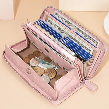 Женская кожаная сумочка нового стиля, удлиненная, с несколькими карточками, сумка с большим вместительным карманом, высококачественная женская сумочка.  10