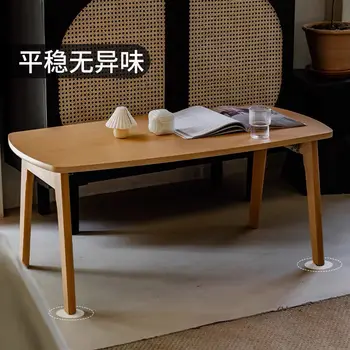 Складной Небольшой блок Журнальный Обеденный стол для гостиной в скандинавском современном минималистичном домашнем стиле Мини Простые столики цвета натурального дерева  4