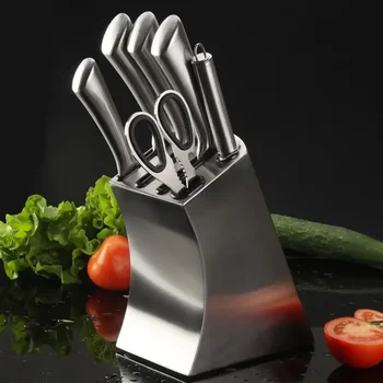 Держатель для ножей из нержавеющей стали, креативный ножевой блок, стеллаж для хранения кухонных ножей, встроенный органайзер для ножей  5