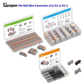 Соединитель проводов SONOFF Din Rail 211/ D1-1/ D1-2 Универсальная Компактная Клеммная Колодка для Подключения Электрического кабеля  0