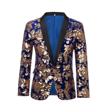 Современный Элегантный мужской бархатный блейзер, мужской пиджак с блестками, роскошный королевский синий винно-красный Ropa Hombre  5