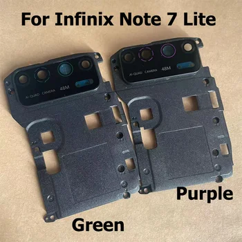 Оригинальный Стеклянный Объектив Задней Камеры Заднего Вида С Рамкой Для Запчастей Infinix Note 7 Lite X656  5