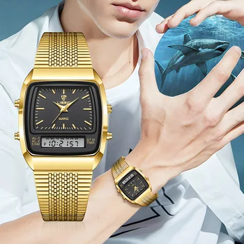 UTHAI L80 Мужские часы Легкие Роскошные Черные Золотые Деловые Ретро Квадратные Водонепроницаемые Мужские часы Стальные Модные Кварцевые Часы  5