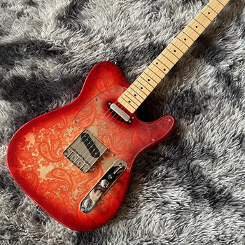 Электрогитара нового красного цвета с кленовым грифом и цветочным рисунком кешью для гитары TL  5