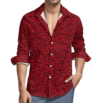 Мужская Рубашка С Леопардовыми Пятнами С Длинным Рукавом, Повседневная Цветочная Y2K, Винтажная Мужская Одежда, Французская Социальная Гавайская Роскошная Модная Блузка  5