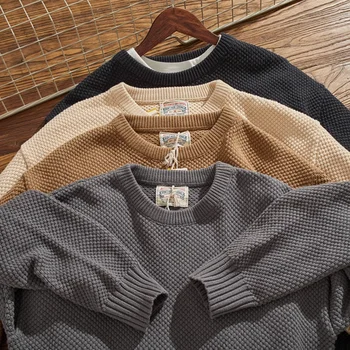 Новый осенне-зимний свитер свободного силуэта, мужской модный вязаный свитер с рукавами  5