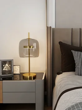 Современная минималистичная стеклянная лампа Nordic Master Bedroom Light Роскошная настольная лампа  5