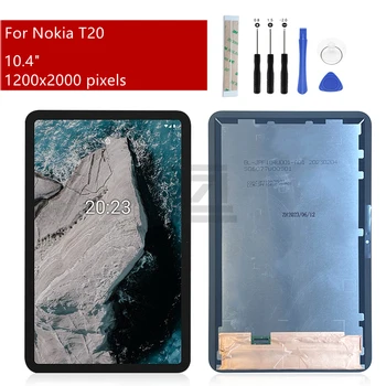 Для Nokia T20 ЖК-дисплей с рамкой, дигитайзер в сборе для Nokia T20, запасные части для ремонта сенсорного экрана 10,4 