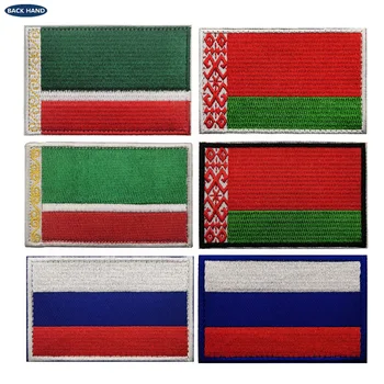 Флаг Беларуси, Чечни, Нашивка с вышивкой на русском Флаге, нашивка на ткани, нашивка на рюкзаке в полоску, нашивки на одежде, нашивки на одежде, вышивка своими руками  0