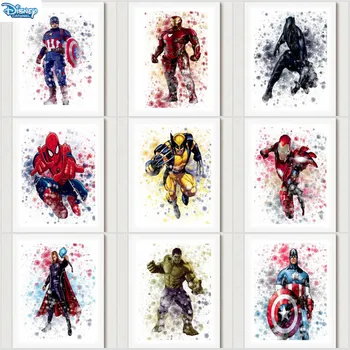 Акварель Marvel Холст Картина Супергерой Халк Капитан Америка Человек-Паук Плакаты и Принты Настенное Искусство Картина Декор Детской Комнаты  5