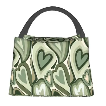 Green Heart Lunch Bag 3d Анимация Открытый Ланч-Бокс Для Пикника На Открытом Воздухе Для Ребенка, Модные Дизайнерские Термальные Сумки Для Ланча, Оксфордская Сумка-Холодильник  0