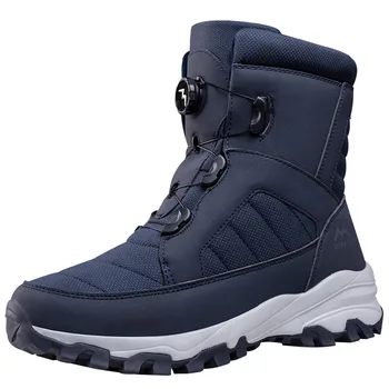 Зимние мужские зимние ботинки с вращающимися пуговицами, плюшевые женские высокие ботинки, водонепроницаемая хлопчатобумажная обувь для лыжных прогулок с защитой от скольжения  5