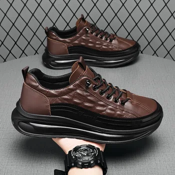 Мужская Кожаная обувь в стиле ретро, Мужские Повседневные кроссовки из натуральной кожи С рисунком Аллигатора, Повседневная обувь, Мужская обувь на платформе, Мужская обувь  5