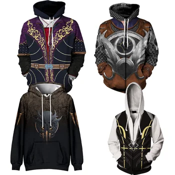 Игра Baldur Cos Gate Astarion Косплей Толстовка Shadowheart Костюм Толстовка с капюшоном с 3D принтом Повседневная уличная одежда Пуловер Пальто  5