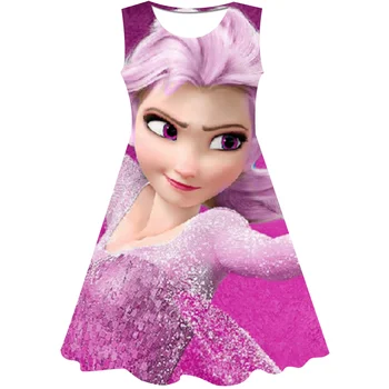 Платье принцессы Эльзы, платье для девочек, летнее платье 2023, новое детское платье Эльзы Frozen в западном стиле с короткими рукавами, от 1 до 10 лет  10