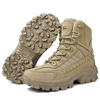 2023 Мужские военные Тактические ботинки Осень Зима Водонепроницаемая кожа Для мужчин Тактическая Армейская Безопасная Рабочая обувь в пустыне Уличная Обувь Боевая  5