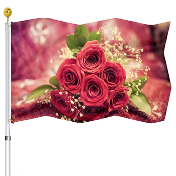 Флаг Красной розы, Цветок любви на День Святого Валентина, Флаги на дворе, Флаг для вечеринки в помещении, флаг для декора на открытом воздухе с 2 люверсами  5