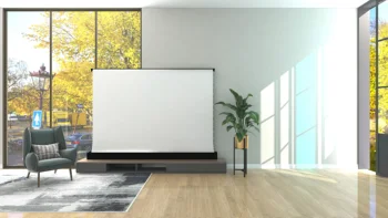 Бестселлер 2024 года, материал для 150-дюймового белого киноэкрана, Моторизованный напольный проекционный экран для домашнего кинотеатра 4K  5