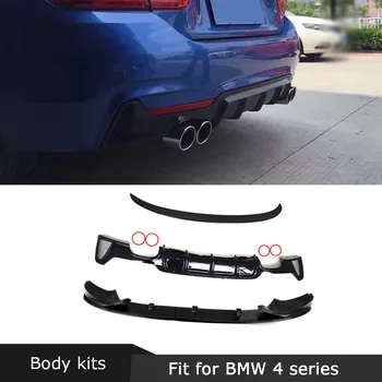 ABS Глянцевый черный диффузор для губ переднего заднего бампера, спойлер, крыло для BMW 4 серии M Sport F32 F36 2014 UP, не Конвертируемый Карбоновый  5