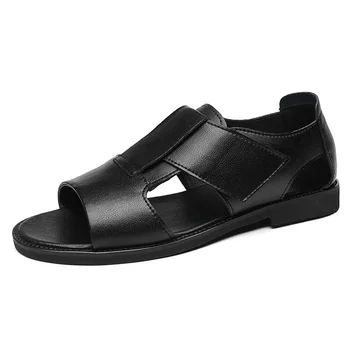 Мужские Сандалии, мужская обувь, Новая модная кожаная Римская обувь, Черные, коричневые Летние Удобные Гладиаторы  3