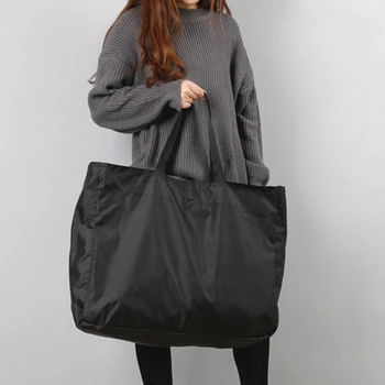Женские сумки для покупок, однотонные сумки на молнии, Большая вместимость, моющиеся, многоразовые, простые, для улицы, сверхмощные, Новая модная сумка  0