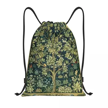 Рюкзак Tree Of Life от William Morris на шнурке, спортивная спортивная сумка для женщин и мужчин, сумка для покупок с цветочным текстильным рисунком  4