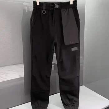 Мужские повседневные брюки Yohji Yamamoto Японской осени 3D-кроя С большим карманом и буквенным принтом Y3, свободные спортивные леггинсы с эластичной резинкой на талии и завязками  10
