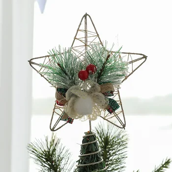 Рождественская елка с пятиконечной звездой, Золотые объемные рождественские украшения с пятиконечной звездой  10